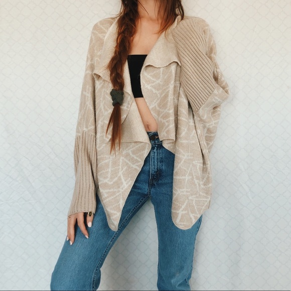 Anthropologie Sweaters - Beige Baggy Slouchy Cardigan Cream Chunky Boho Rad